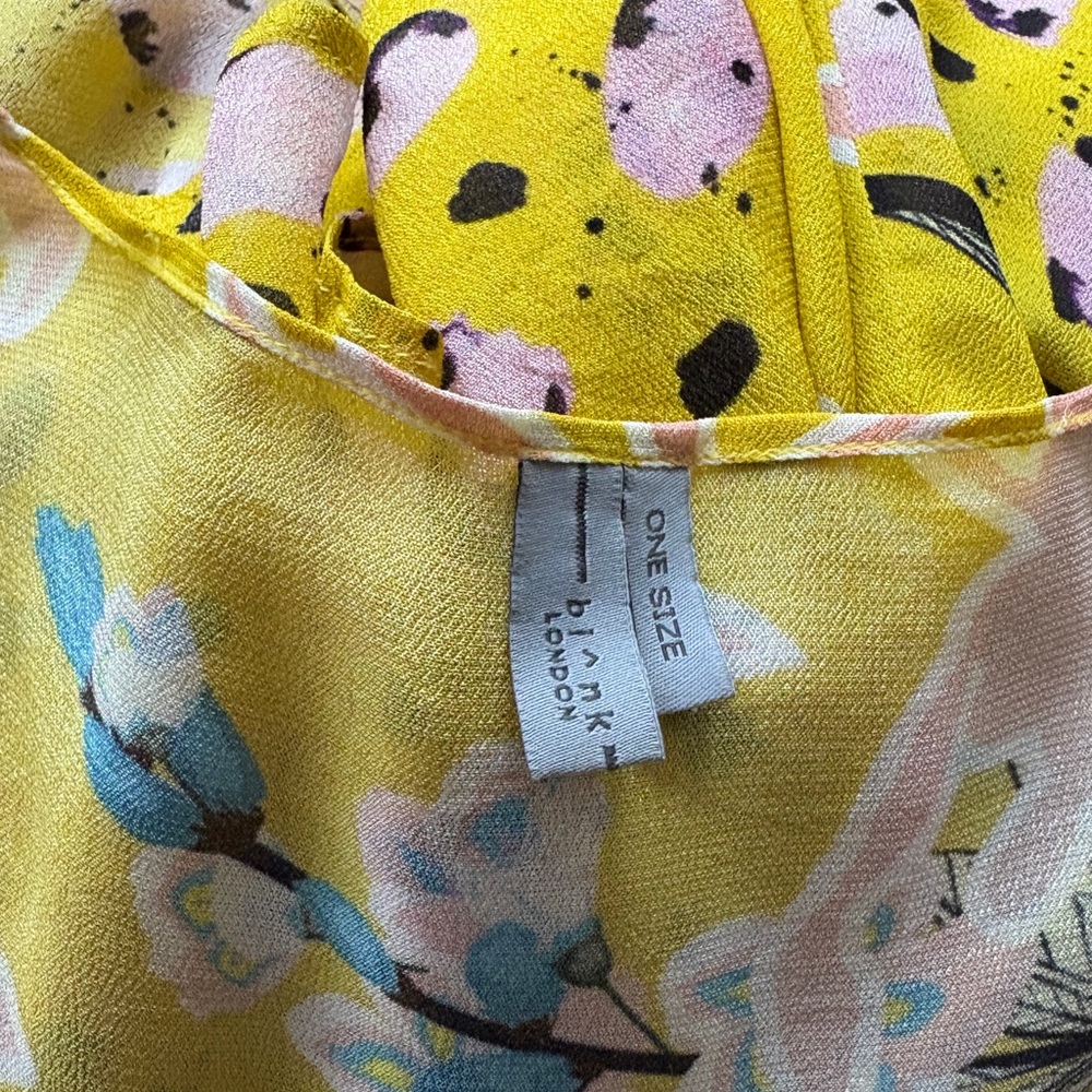 👘ANTHROPOLOGIE Floral Yellow Kimono, One Size - Picture 11 of 11